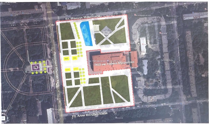 Более 1,2 млрд тенге направят на обновление сквера у театра имени Мусрепова