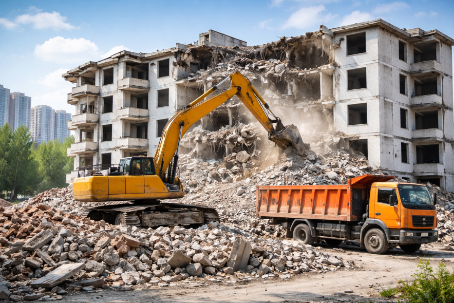 В Алматы стартовали работы по сносу нелегального жилого объекта